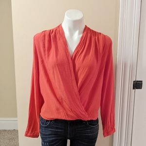 ASTR The Label red high low red wrap top.